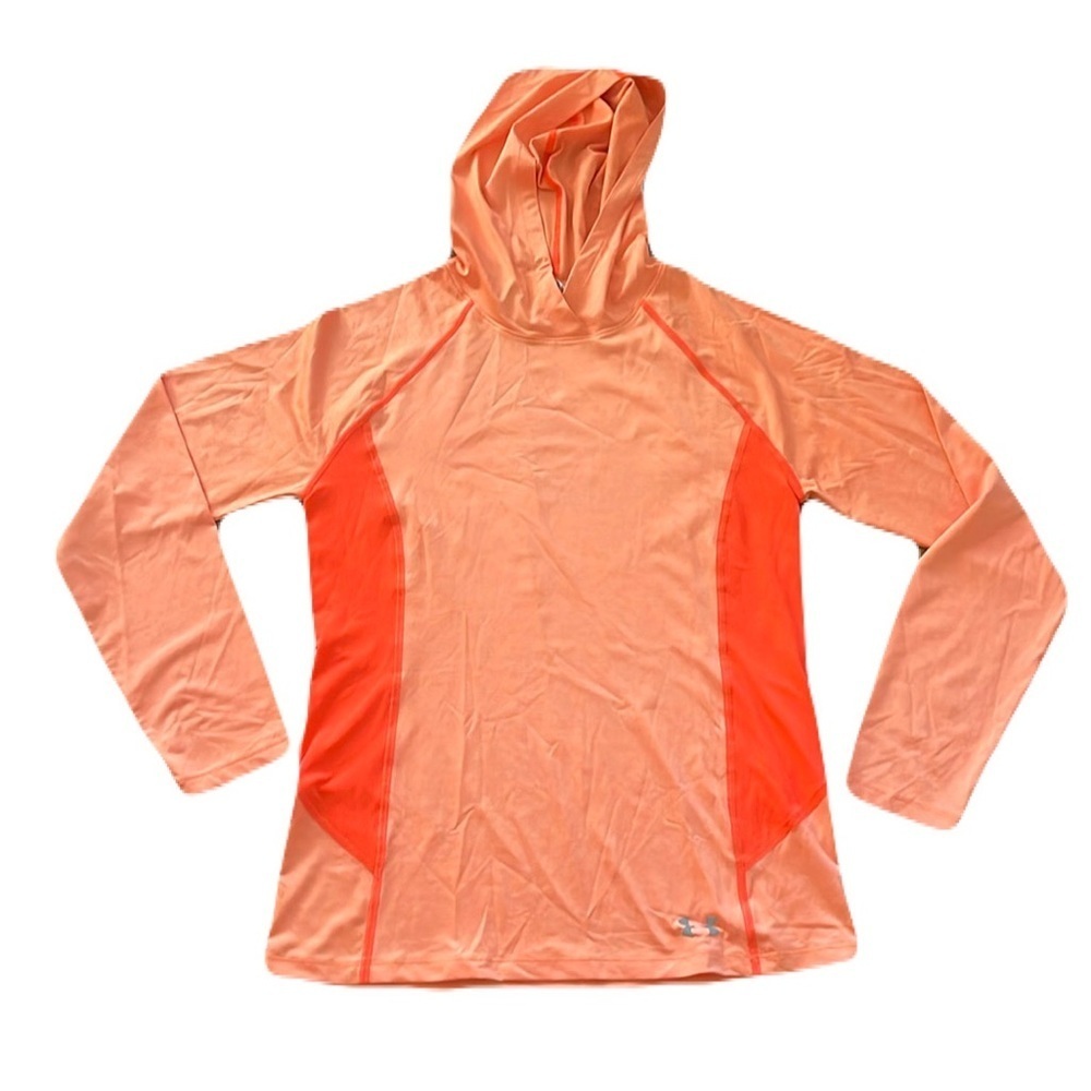Under Armour Orange Hoodie Fitted Heat Gear Size SM/P